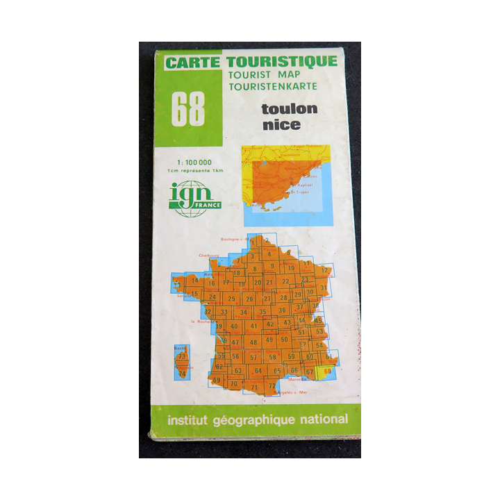Carte touristique IGN n° 68 Toulon Nice 1 : 100 000