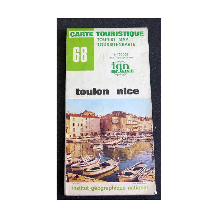 Carte touristique IGN n° 68 Toulon Nice 1 : 100 000