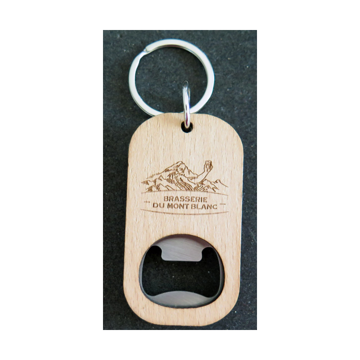 Décapsuleur Brasserie du Mont-Blanc en bois et métal neuf