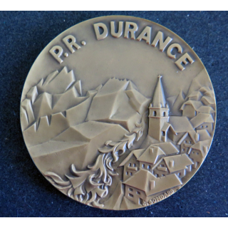 P.R DURANCE : Plaque en bronze du pétrolier ravitailleur Durance DCAN BREST 1975 en coffret diamètre 9 cm