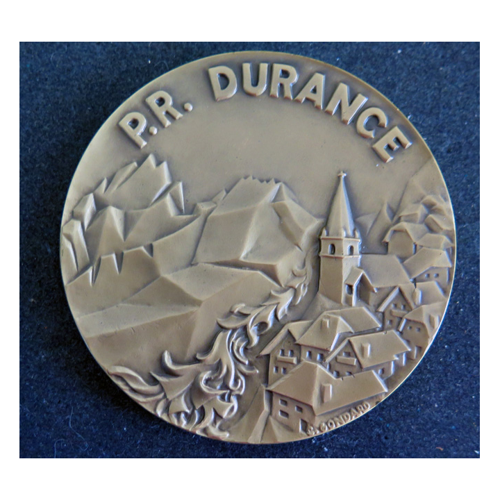 P.R DURANCE : Plaque en bronze du pétrolier ravitailleur Durance DCAN BREST 1975 en coffret diamètre 9 cm