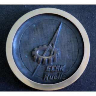 ECAN RUELLE : Plaque en bronze de l'établissement des constructions et armes navales de Ruelle diamètre 12 cm