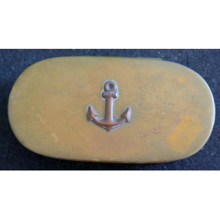 Boite en laiton type marine avec ancre en relief 11 x 5,5 x 2,5 cm