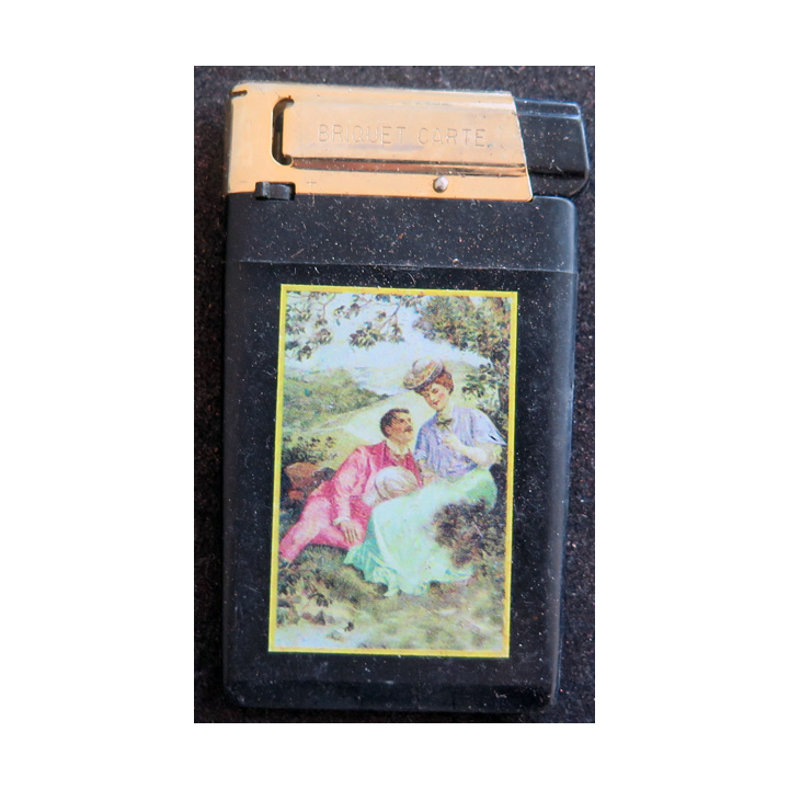 Briquet carte représentant une scène romantique 5x8 cm