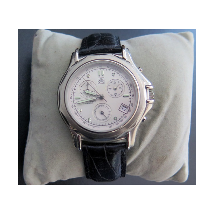 Montre Chronograph Quartz Citroën publicitaire vintage bracelet en cuir