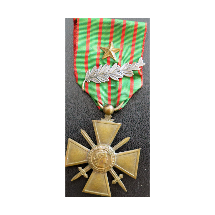 Croix de guerre 1914-1917 avec deux citationx (palme étoile de bronze)