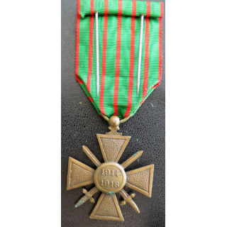 FRANCE : Croix de guerre 1914-1918 avec quatre citations (2 palmes et 2 étoiles de bronze)