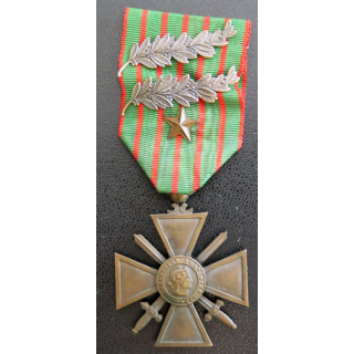 FRANCE : Croix de guerre 1914-1915 avec trois citations (2 palmes et 1 étoile de bronze)