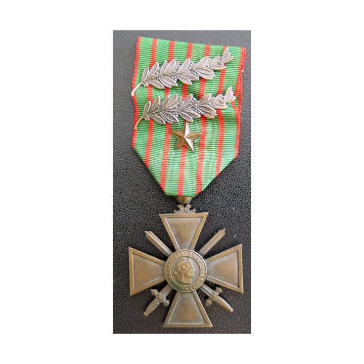 FRANCE : Croix de guerre 1914-1915 avec trois citations (2 palmes et 1 étoile de bronze)
