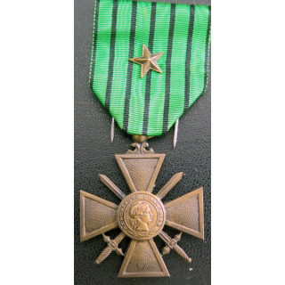 FRANCE : Croix de guerre 1939-1940 avec une citations (1 étoile de bronze) période de Vichy