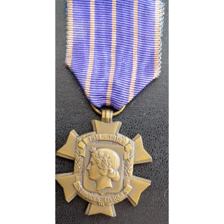 FRANCE : médaille des services civiques 1914-1918 en bronze