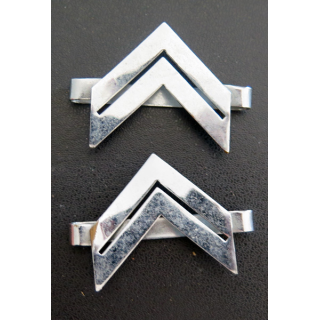 Paire de galons métalliques de gendarme ou sergent d'active argentés