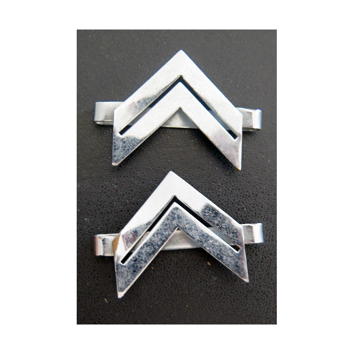 Paire de galons métalliques de gendarme ou sergent d'active argentés