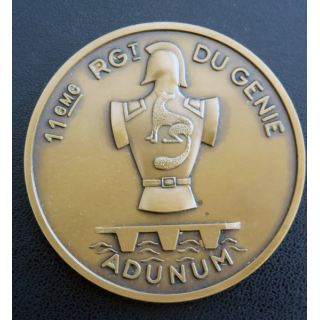 11° RG : Médaille en bronze du 11° régiment du génie diamètre 6 cm