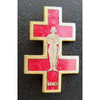 NANCY : insigne religieux du diocèse de Nancy de fabrication Planchot en émail Croix de Lorraine et jeanne d'Arc