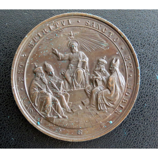 Médaille commémorative en bronze frappée en 1869 sous le pontificat du pape Pie IX, à l'occasion du Concile Vatican I
