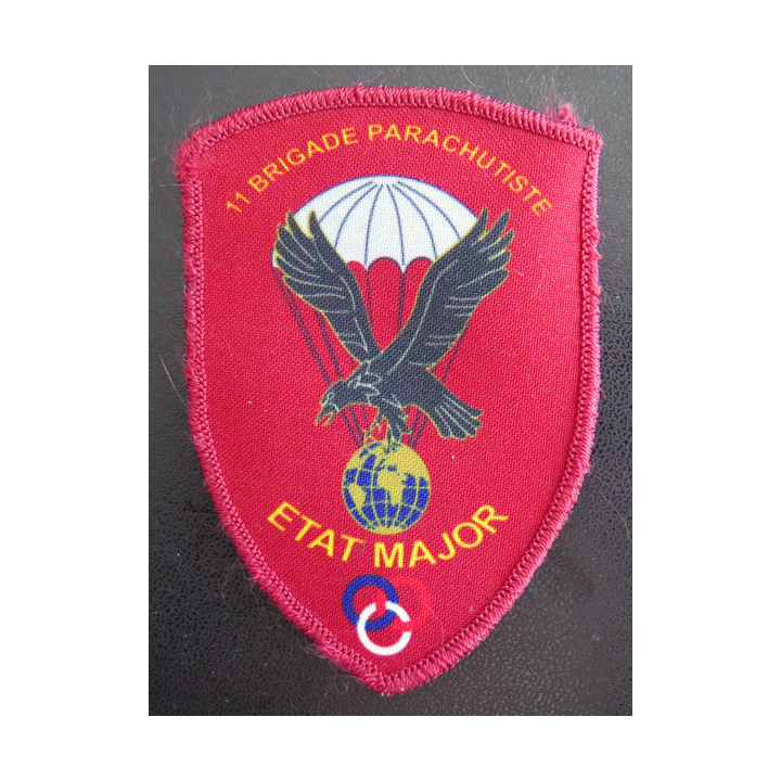 11° BP : insigne tissu sur scratch de l'Etat Major de la 11° Brigade parachutiste type moniteur
