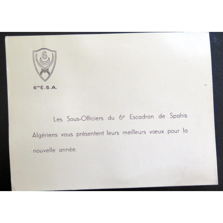 6° ESA : carte de voeux de bonne année du 6° Escadron de Spahis Algériens