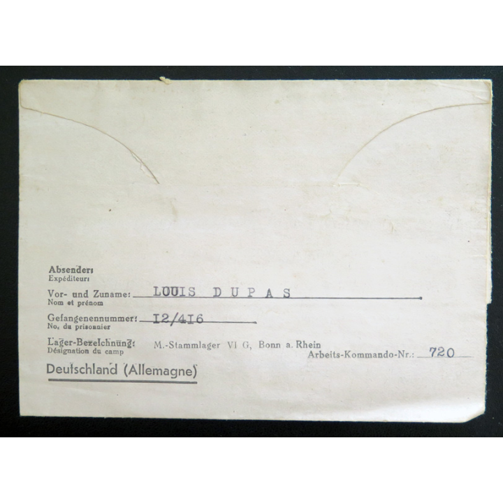 Lettre de prisonnier de guerre sous le format de correspondance de la Kriegsdefangenenpost Février 1944