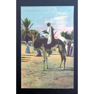 Carte postale militaire CPA ancienne colorisée de la collection "scènes et types" intitulée Le Méhariste