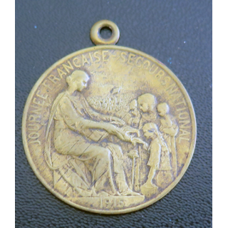 Journée en laiton française du secours national de 1915 signée Hyppolyte Lefebvre