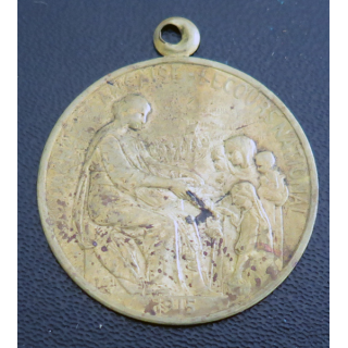Journée en laiton française du secours national de 1915 signée Hyppolyte Lefebvre