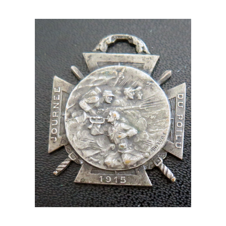 JOURNEE 1915  :  médaille métallique de la journée du poilu 1915 25 / 26 décembre signée Bargas