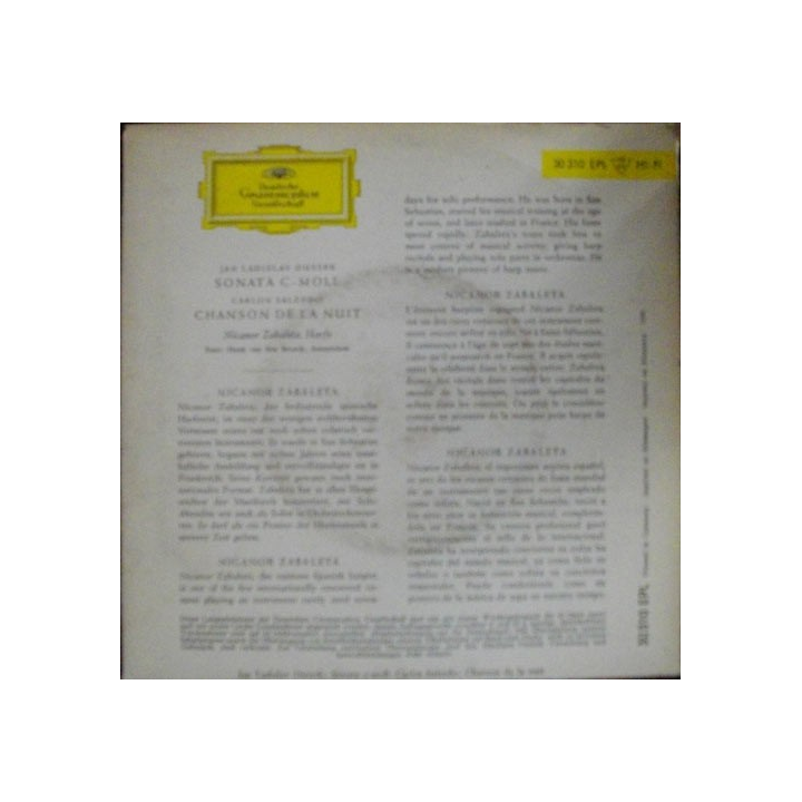 DISQUE 45 TOURS : JAN LADISLAV DUSSEK - SONATA C-MOLL N°30310 EPL