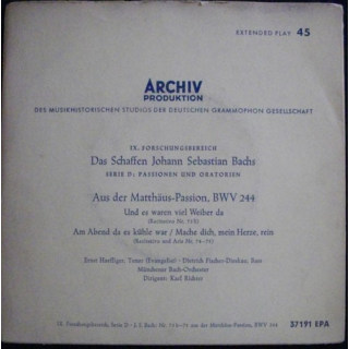 DISQUE 45 TOURS : ARCHIV PRODUKTION JOHANN SEBASTIAN BACHS