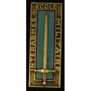 EMIA : insigne de l'école militaire interarmes, en émail, de fabrication Drago G. 1851 boléro allongé