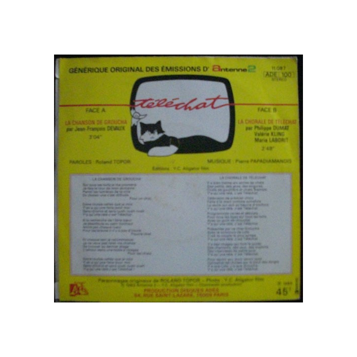 DISQUE 45 TOURS : TÉLÉCHAT LA CHANSON DE GROUCHA N°11.087