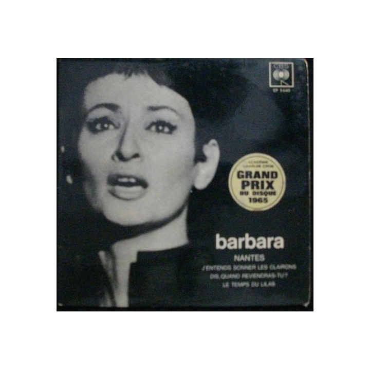 DISQUE 45 TOURS : BARBARA NANTES GD PRIX DISQUE 1965 N°EP5645