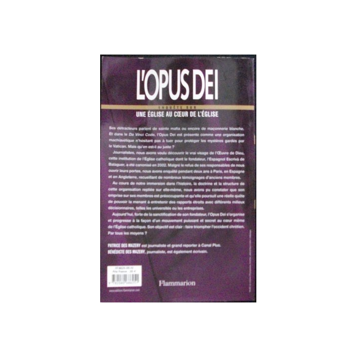 L'opus Dei Enquête sur une église au coeur de l'église de Bénédicte