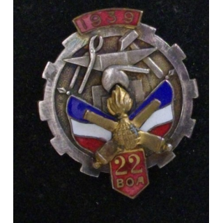 22°BOA : 22°BATAILLON D'OUVRIERS DE L'ARTILLERIE ÉMAIL