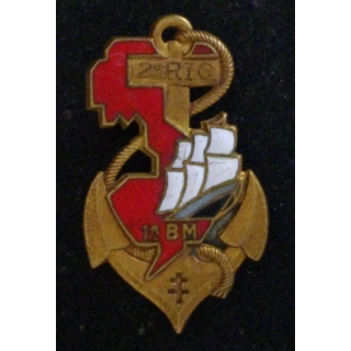 2° RÉGIMENT D'INFANTERIE COLONIALE 1° BMEO ÉMAIL RIC Drago Béranger