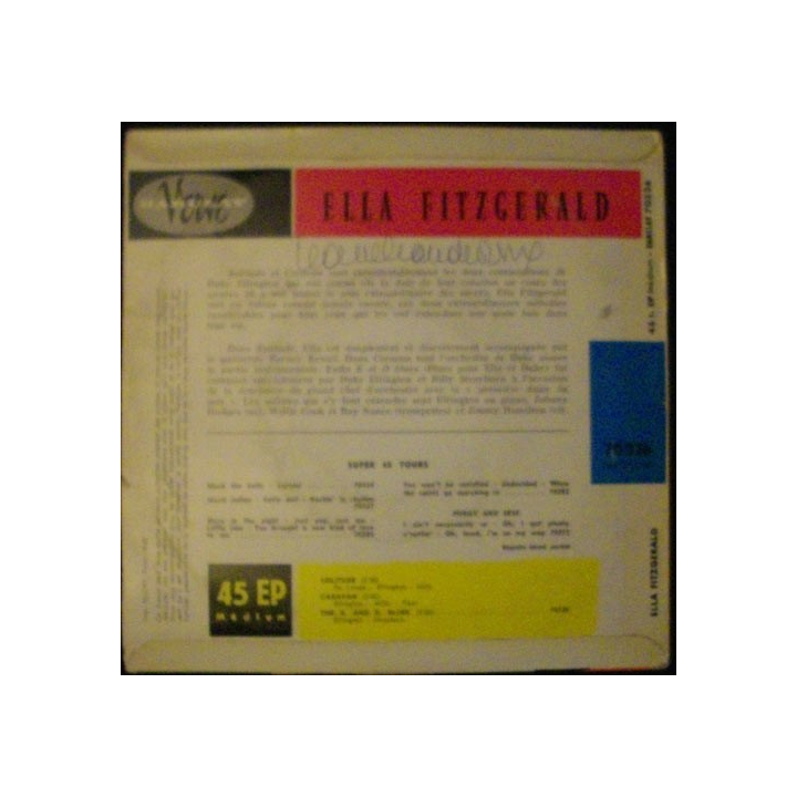 DISQUE 45 TOURS : ELLA FITZGERALD DUKE ELLINGTON N°70326