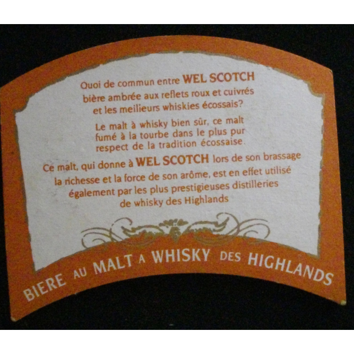 DESSOUS DE VERRE A BIÈRE : WEL SCOTCH (CARTON)