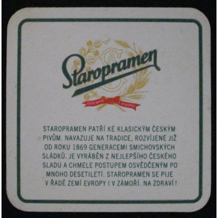 DESSOUS DE VERRE A BIÈRE : STAROPRAMEN (CARTON)