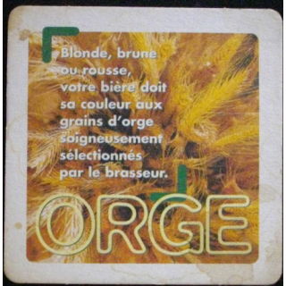 DESSOUS DE VERRE A BIÈRE : KRONENBOURG ORGE (CARTON)