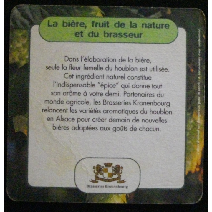 DESSOUS DE VERRE A BIÈRE : KRONENBOURG HOUBLON (CARTON)