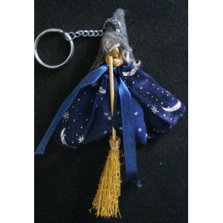 PORTE CLEFS : LA SORCIÈRE (TISSU ET PAILLE)
