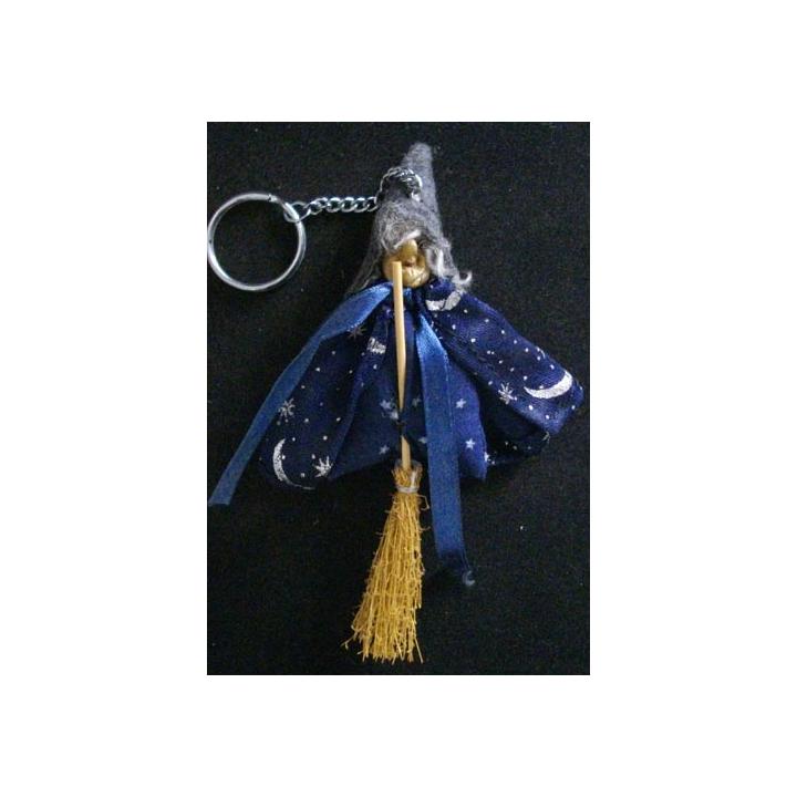 PORTE CLEFS : LA SORCIÈRE (TISSU ET PAILLE)