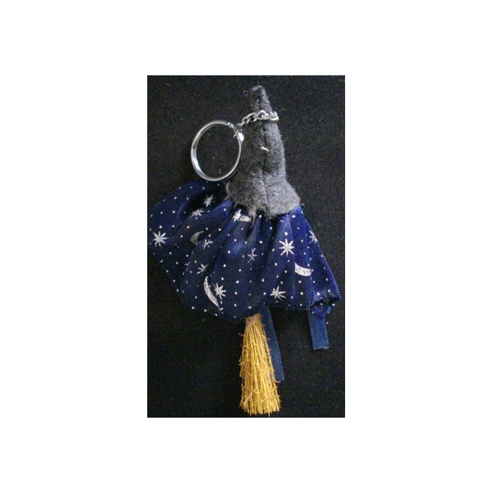 PORTE CLEFS : LA SORCIÈRE (TISSU ET PAILLE)
