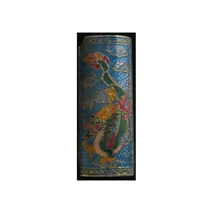 BRIQUET : CACHE BRIQUET DRAGON EN  ÉMAIL