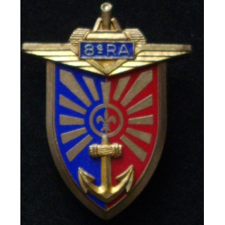 8° RA : 8° RÉGIMENT D'ARTILLERIE AVEC ANCRE ET SIGLE EN RELIEF