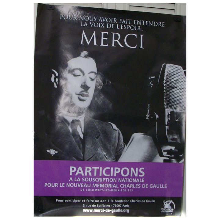 AFFICHE 60 x 80 cm DE LA FONDATION CHARLES DE GAULLE