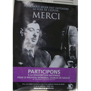 AFFICHE 118 x 175 cm DE LA FONDATION CHARLES DE GAULLE