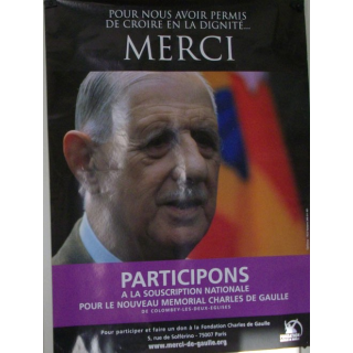 AFFICHE 118 x 175 cm DE LA FONDATION CHARLES DE GAULLE