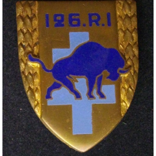126° RI : 126° RÉGIMENT D'INFANTERIE (BISON BLEU) ÉMAIL (DRAGO)