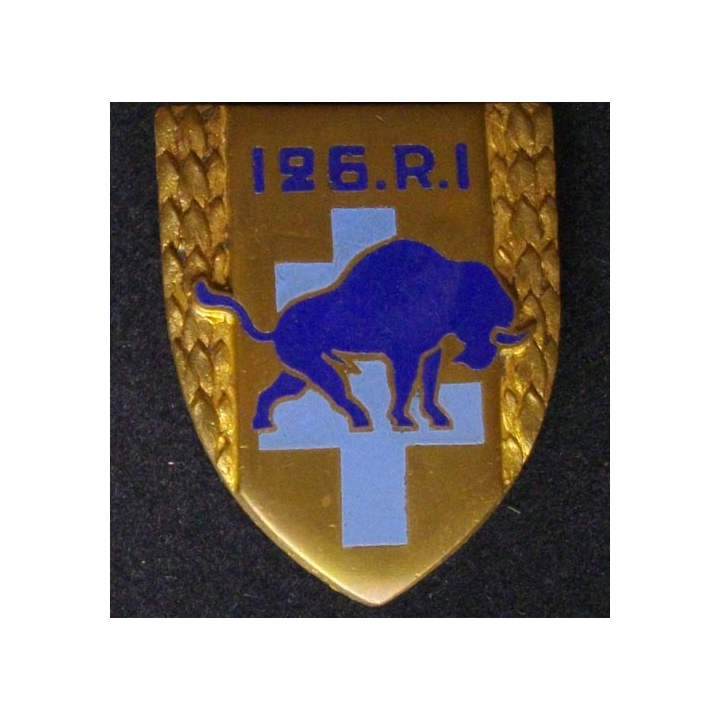 126° RI : 126° RÉGIMENT D'INFANTERIE (BISON BLEU) ÉMAIL (DRAGO)